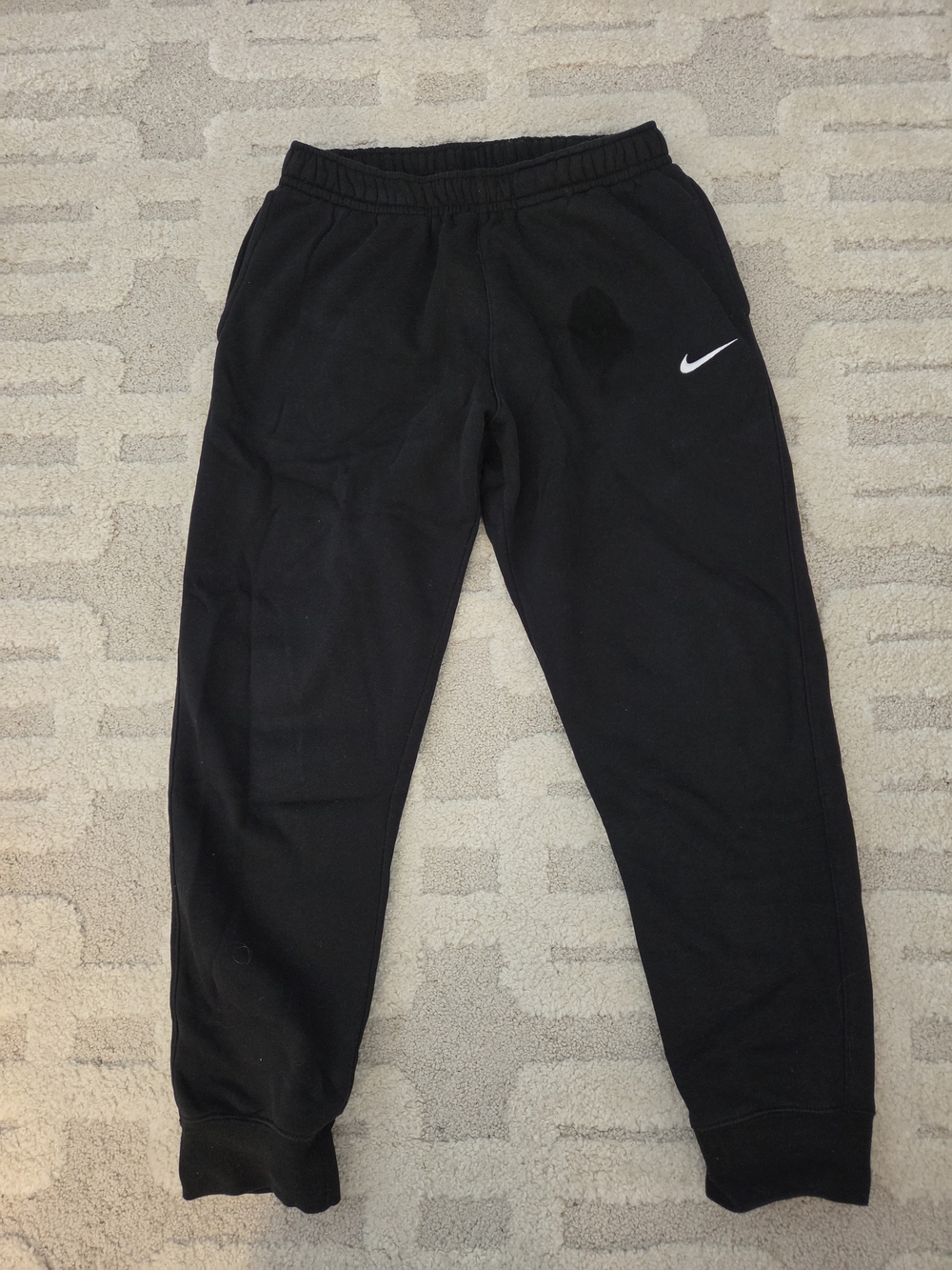 Nike Black Mens Sweat Joggers with White Swoosh. Size Medium